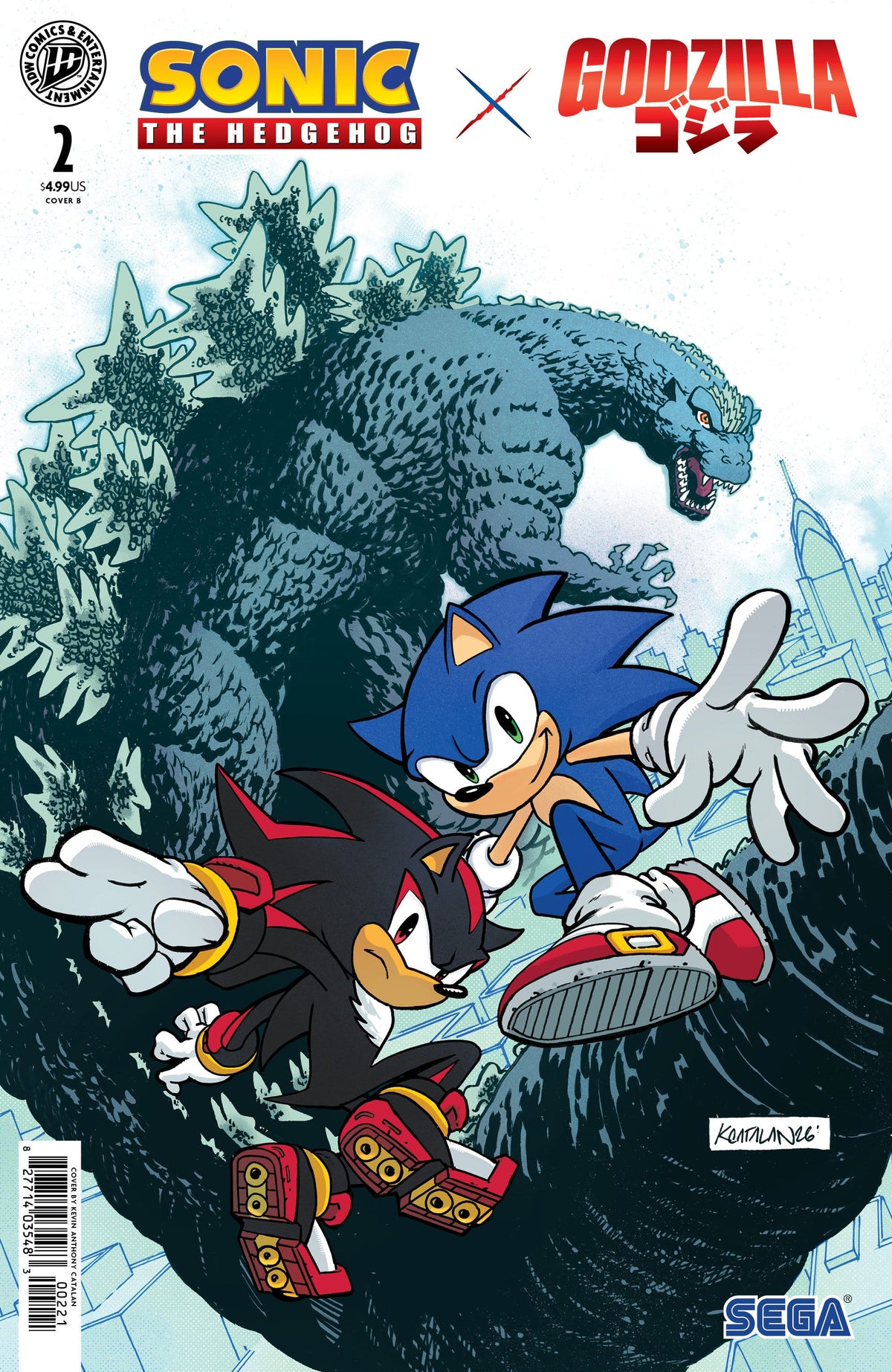 IDW Publishing NEW THIS WEEK Sonic the Hedgehog x Godzilla #2 Variant B (Catalan) (VF/NM)