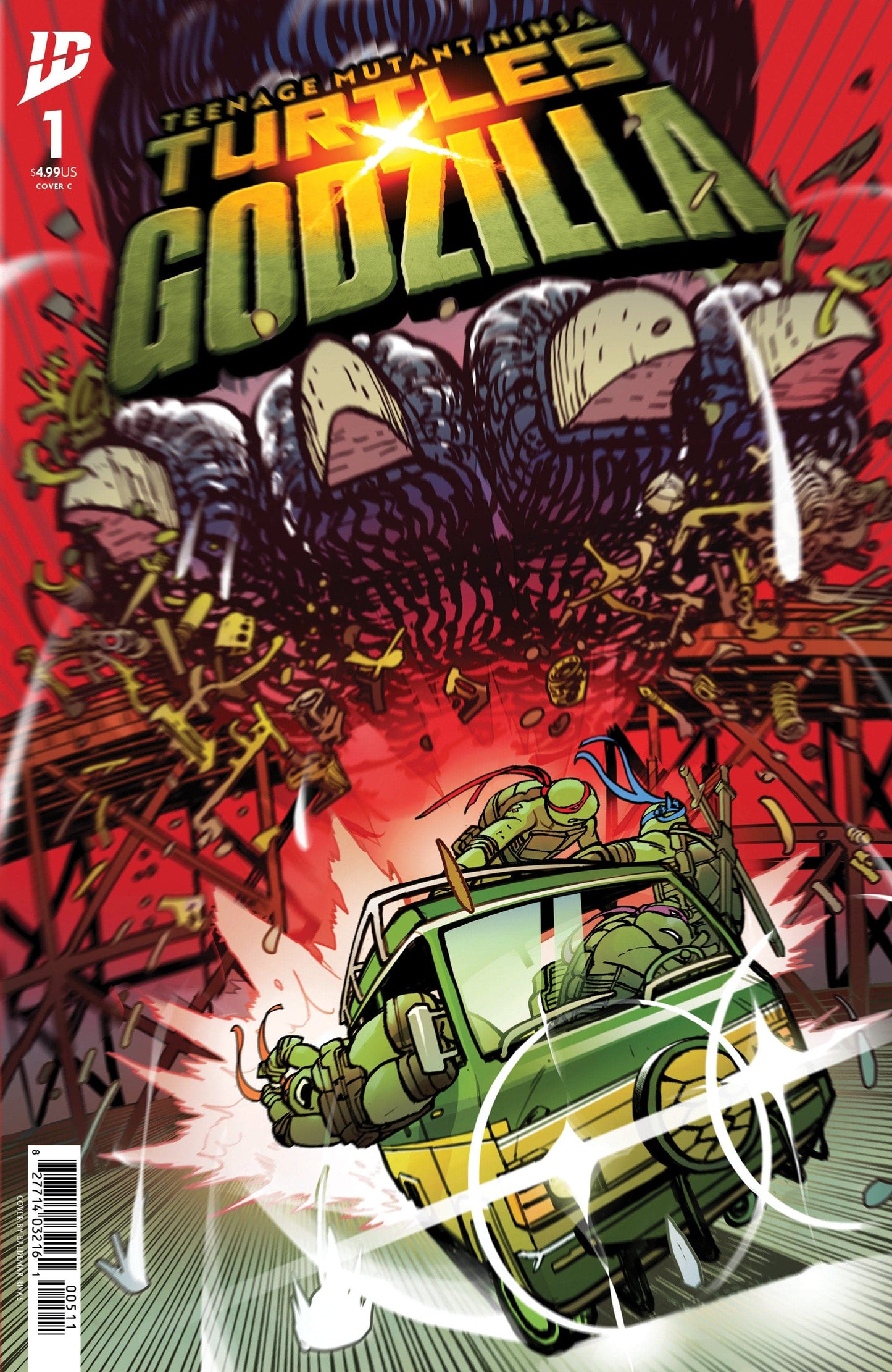 IDW Publishing NEW THIS WEEK Teenage Mutant Ninja Turtles x Godzilla #1 Variant C (Rivas) [VF/NM]