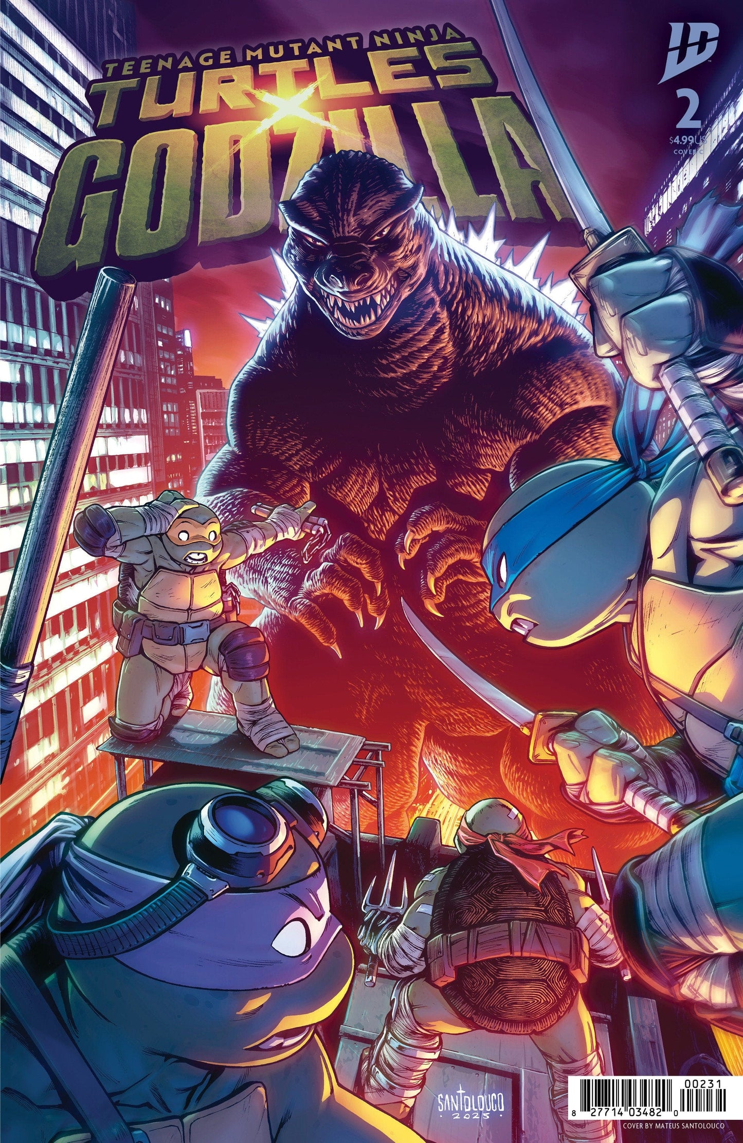 IDW Publishing NEW THIS WEEK Teenage Mutant Ninja Turtles x Godzilla #2 Variant C (Santolouco) (VF/NM)