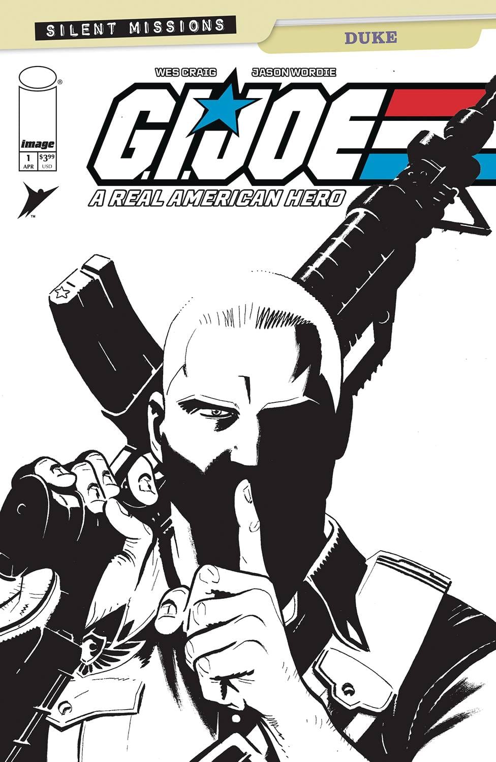 IMAGE COMIC BOOK GI JOE A REAL AMERICAN HERO DUKE #1 (ONE SHOT) CVR C INC 1:10 WES CRAIG B&W VAR