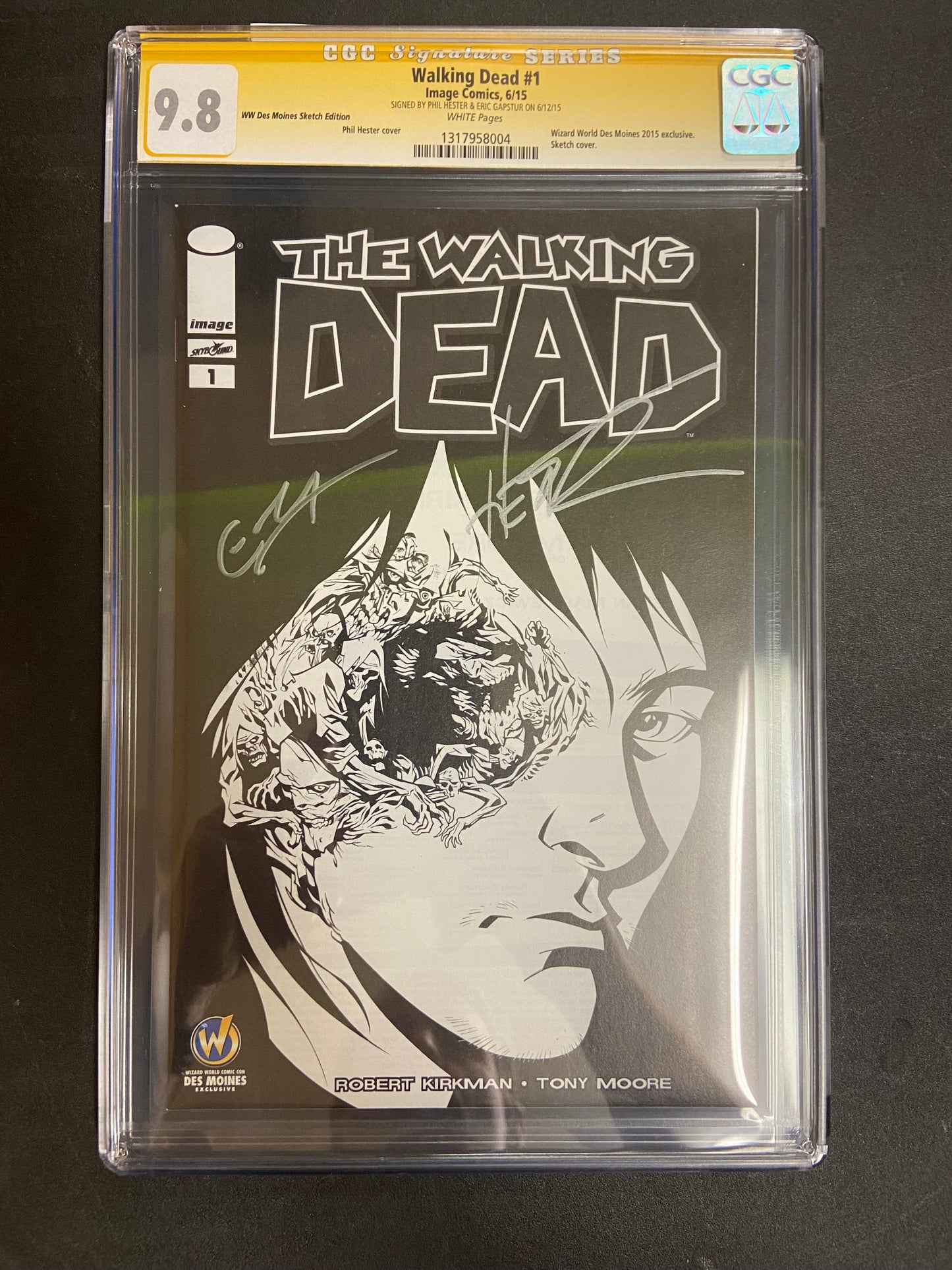 Image Comics CGC Walking Dead  #1  WW Des Moines ED CGC 9.8 Signed by Phil Hester and Eric Gapstur
