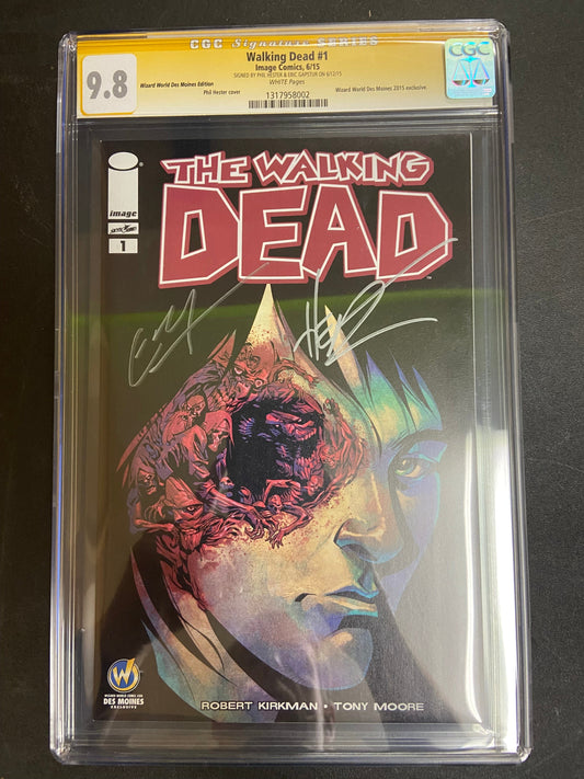 Image Comics CGC Walking Dead  #1  WW Des Moines ED CGC 9.8 Signed by Phil Hester and Eric Gapstur