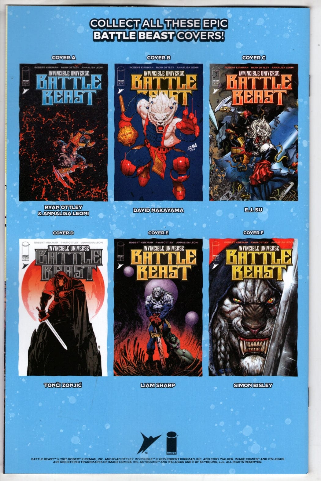 Image Comics COMIC BOOK INVINCIBLE UNIVERSE BATTLE BEAST #3 CVR D INC 1:25 TONCI ZONJIC VAR