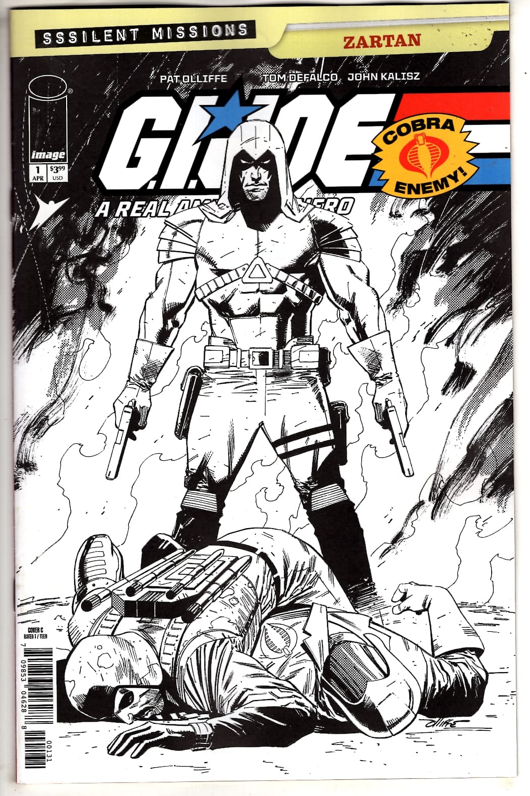 Image Comics NEW THIS WEEK GI JOE A REAL AMERICAN HERO SSSILENT MISSIONS ZARTAN #1 (ONE SHOT) CVR C INC 1:10 PAT OLLIFFE B&W VAR (VF/NM)