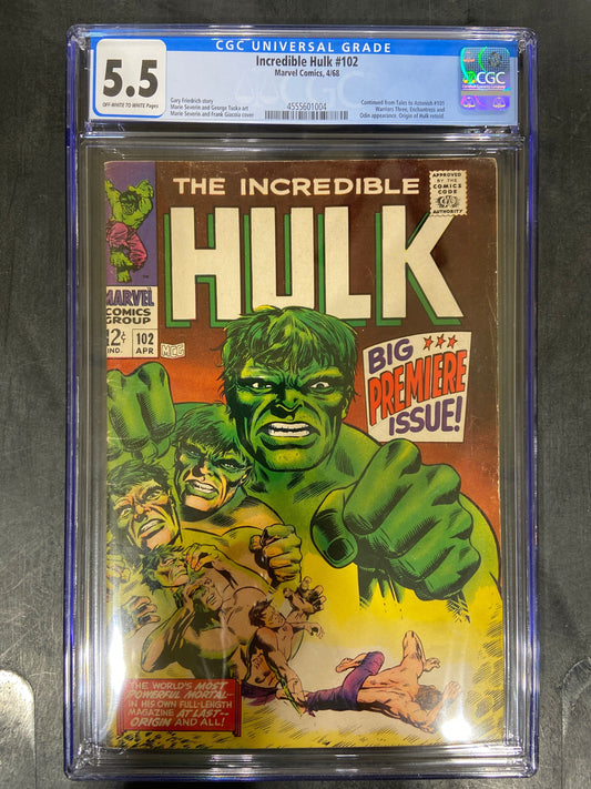 MARVEL CGC INCREDIBLE HULK #102 CGC 5.5