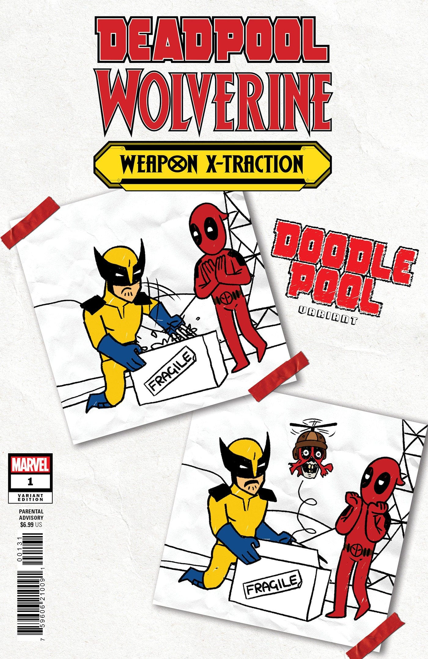 Marvel COMIC BOOK Deadpool/Wolverine: Weapon X-Traction #1 Doodlepool Variant