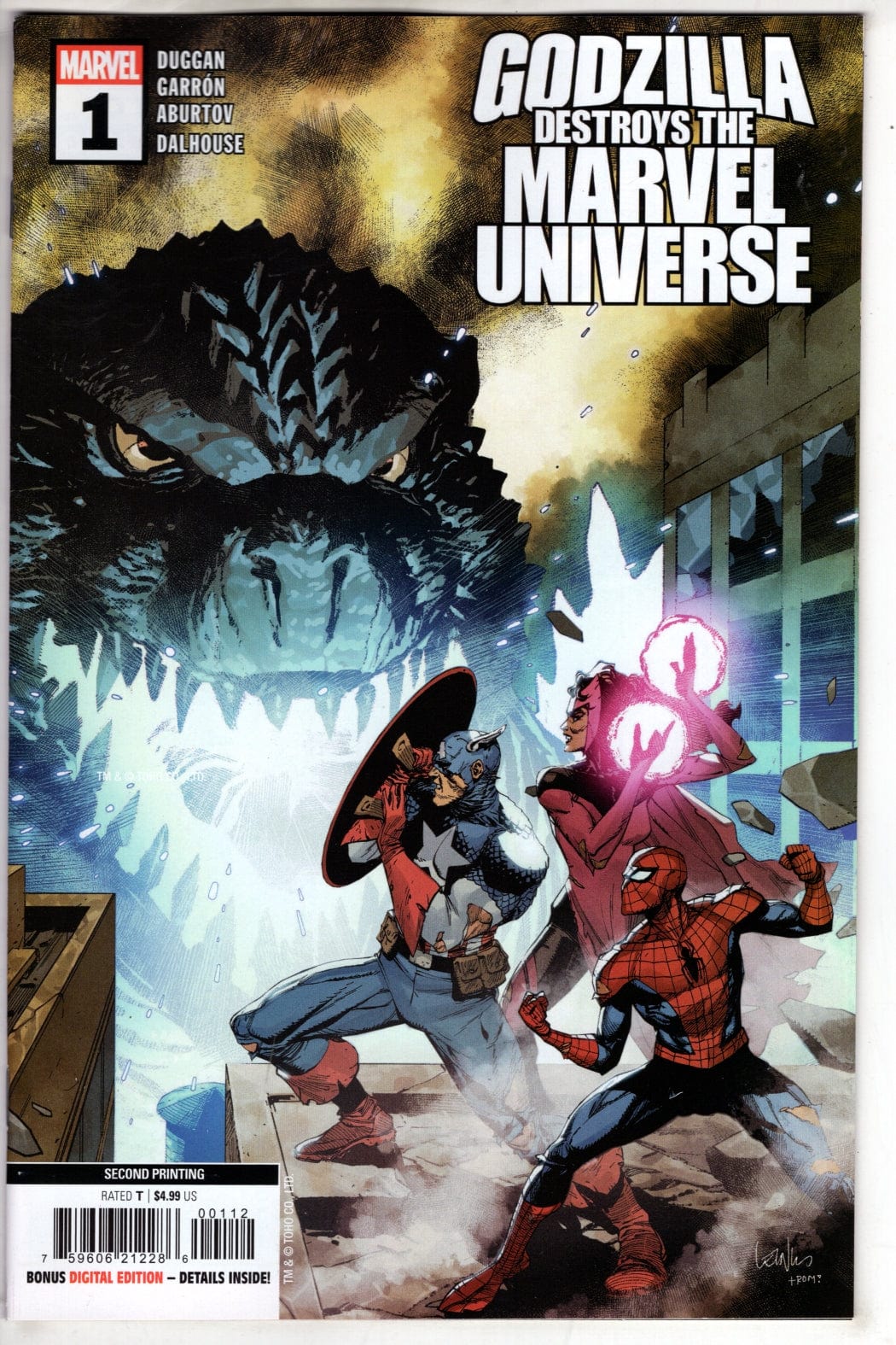 Marvel COMIC BOOK GODZILLA DESTROYS THE MARVEL UNIVERSE #1 2nd Print