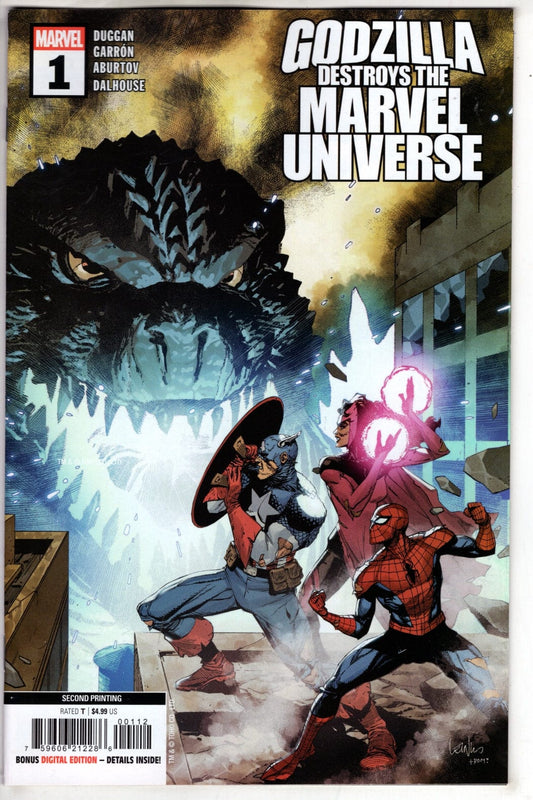 Marvel COMIC BOOK GODZILLA DESTROYS THE MARVEL UNIVERSE #1 2nd Print