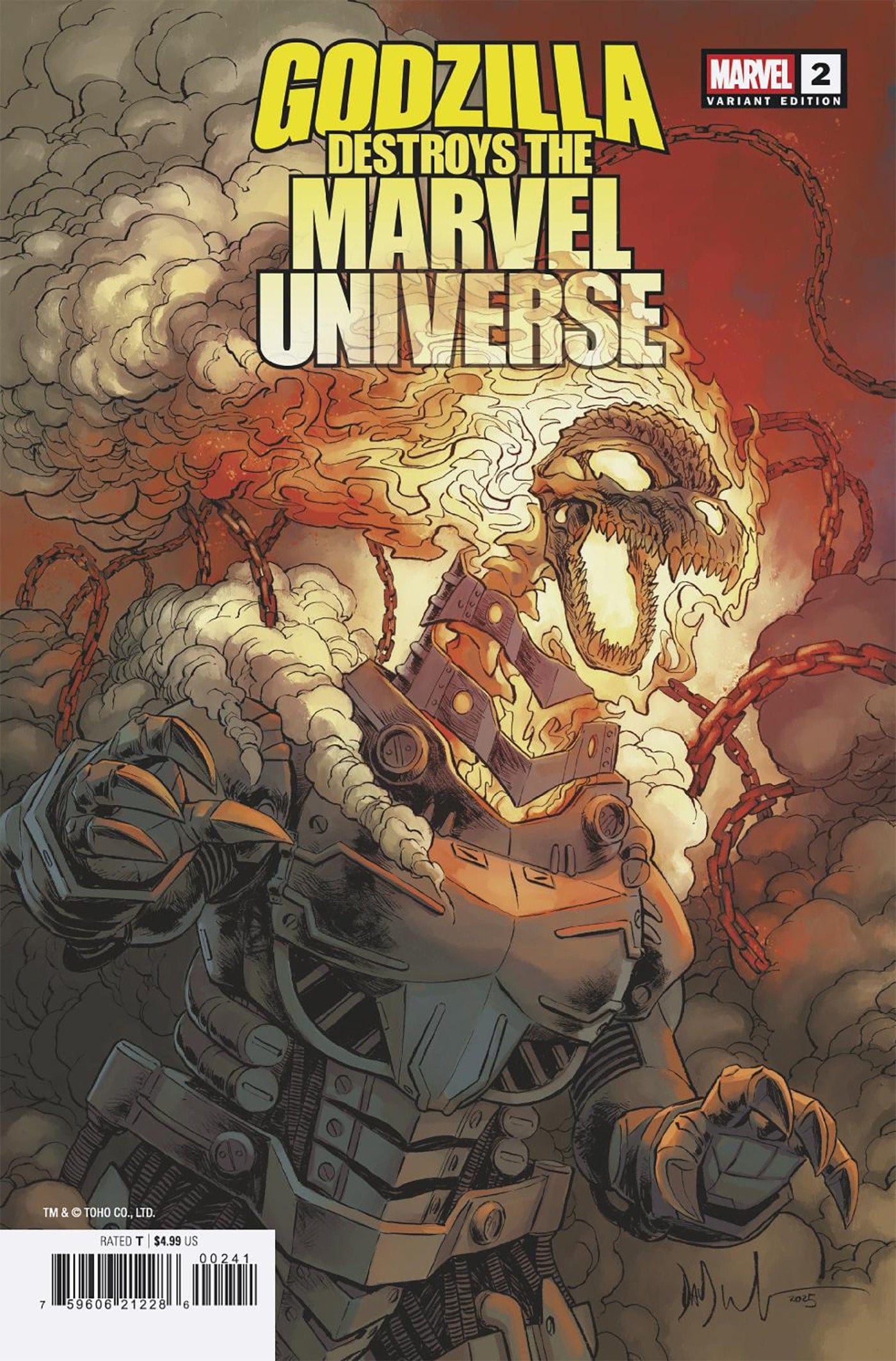 Marvel COMIC BOOK GODZILLA DESTROYS THE MARVEL UNIVERSE #2 DAVE WACHTER MARVELIZED GHOST RIDER-ZILLA VARIANT
