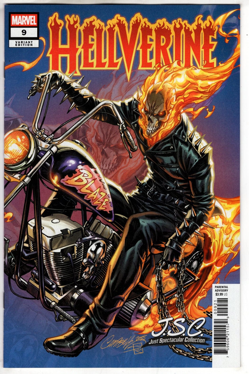Marvel COMIC BOOK HELLVERINE #9 J. SCOTT CAMPBELL JUST SPECTACULAR COLLECTION VARIANT