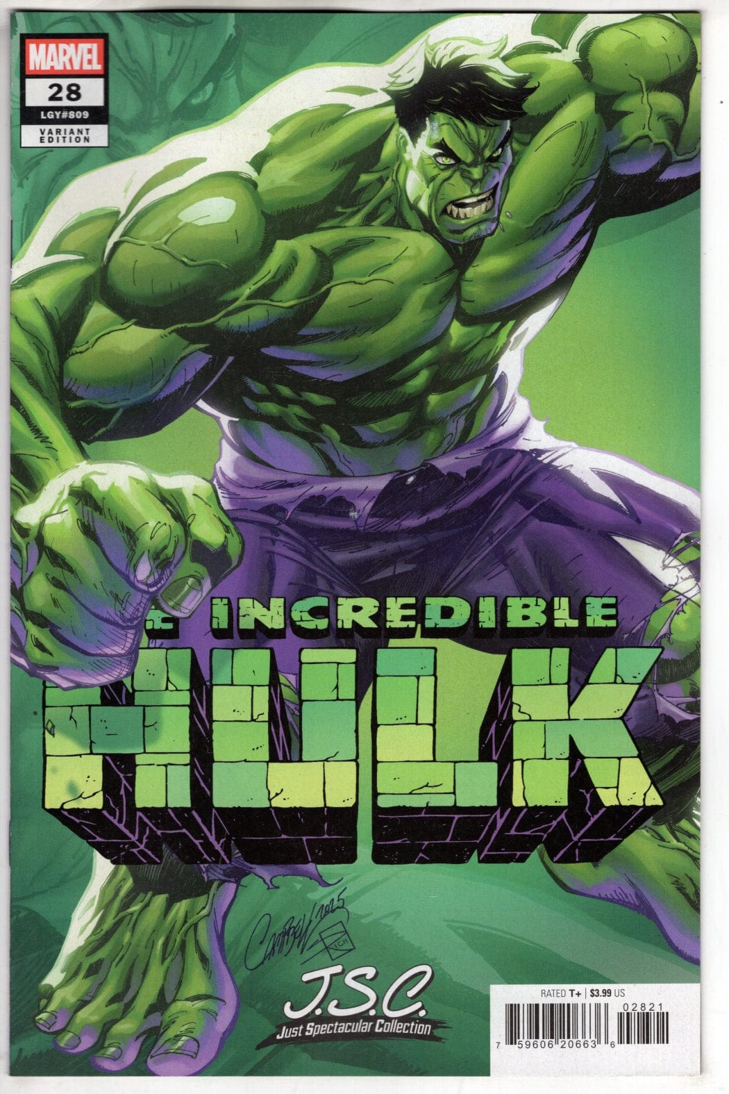Marvel COMIC BOOK INCREDIBLE HULK #28 J. SCOTT CAMPBELL VARIANT