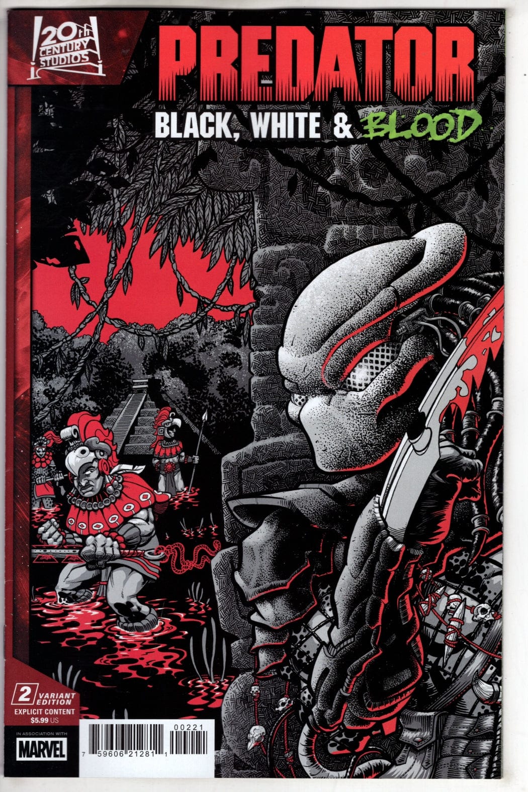 Marvel COMIC BOOK PREDATOR: BLACK, WHITE & BLOOD #2 GONZO VARIANT