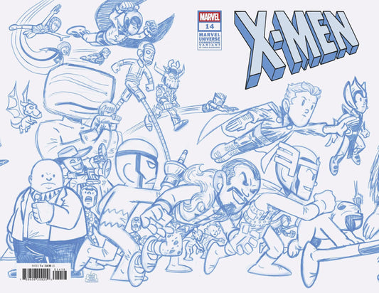 Marvel COMIC BOOK X-MEN #14 CHRIS GIARRUSSO MARVEL UNIVERSE CONNECTING BLUE LINE SKETCH WRAP VARIANT G