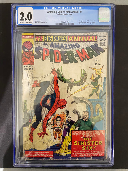 MARVEL COMICS CGC AMAZING SPIDER-MAN ANNUAL #1 CGC 2.0