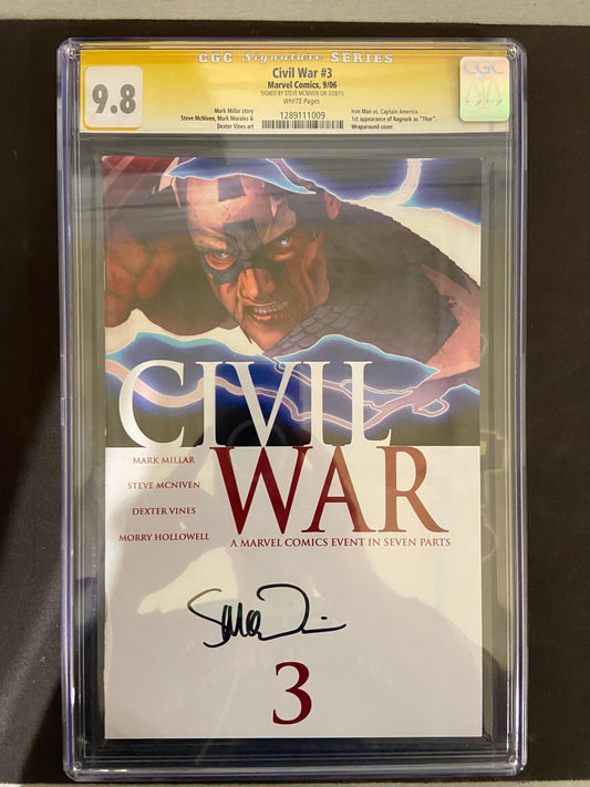 MARVEL COMICS CGC CIVIL WAR # 3 CGC 9.8 SIGNED BY STEVE MCNIVEN