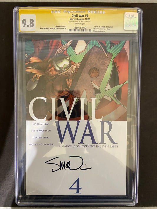 MARVEL COMICS CGC CIVIL WAR #4 CGC 9.8 SIGNED BY STEVE MCNIVEN