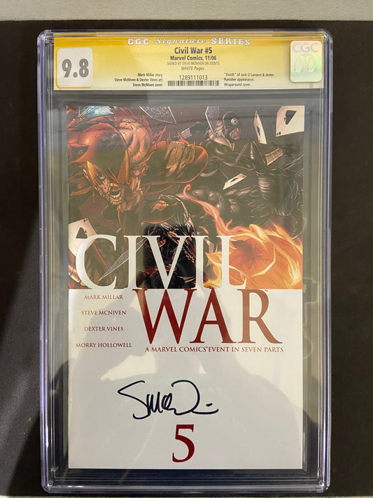 MARVEL COMICS CGC CIVIL WAR #5 CGC 9.8 SIGNED BY STEVE MCNIVEN