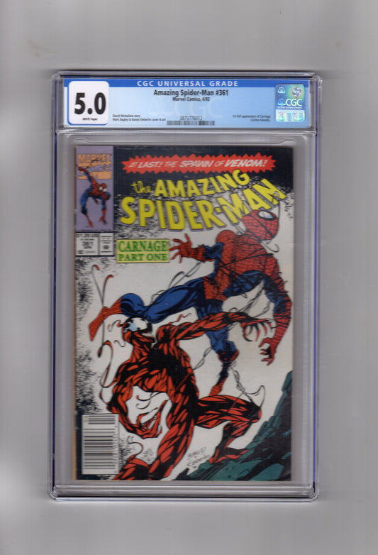 Marvel Comics CGC Comic AMAZING SPIDER-MAN #361 CGC 5.0