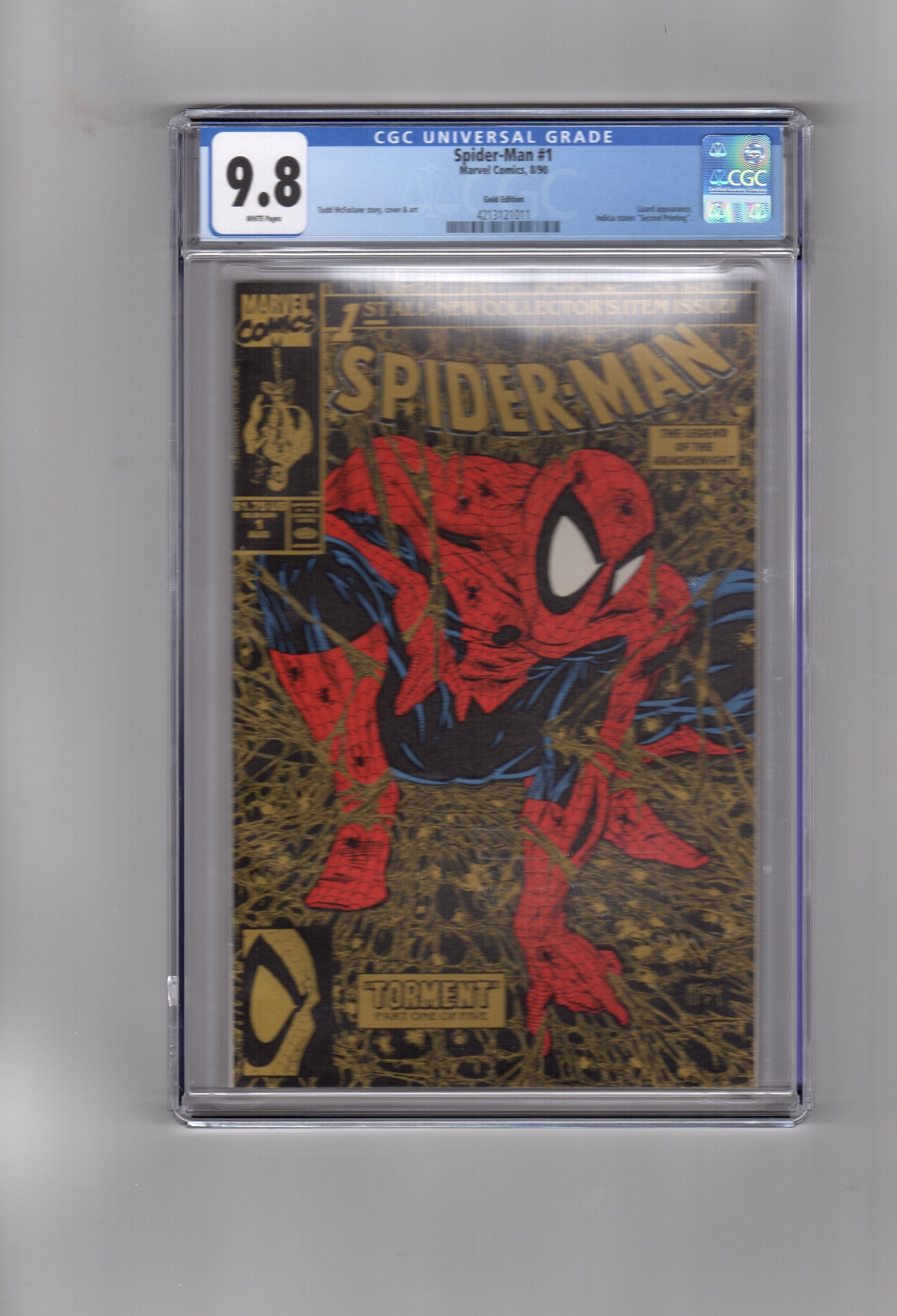 Marvel Comics CGC Comic Spider-Man #1 McFarlane Direct Gold Variant 2nd Printing CGC 9.8