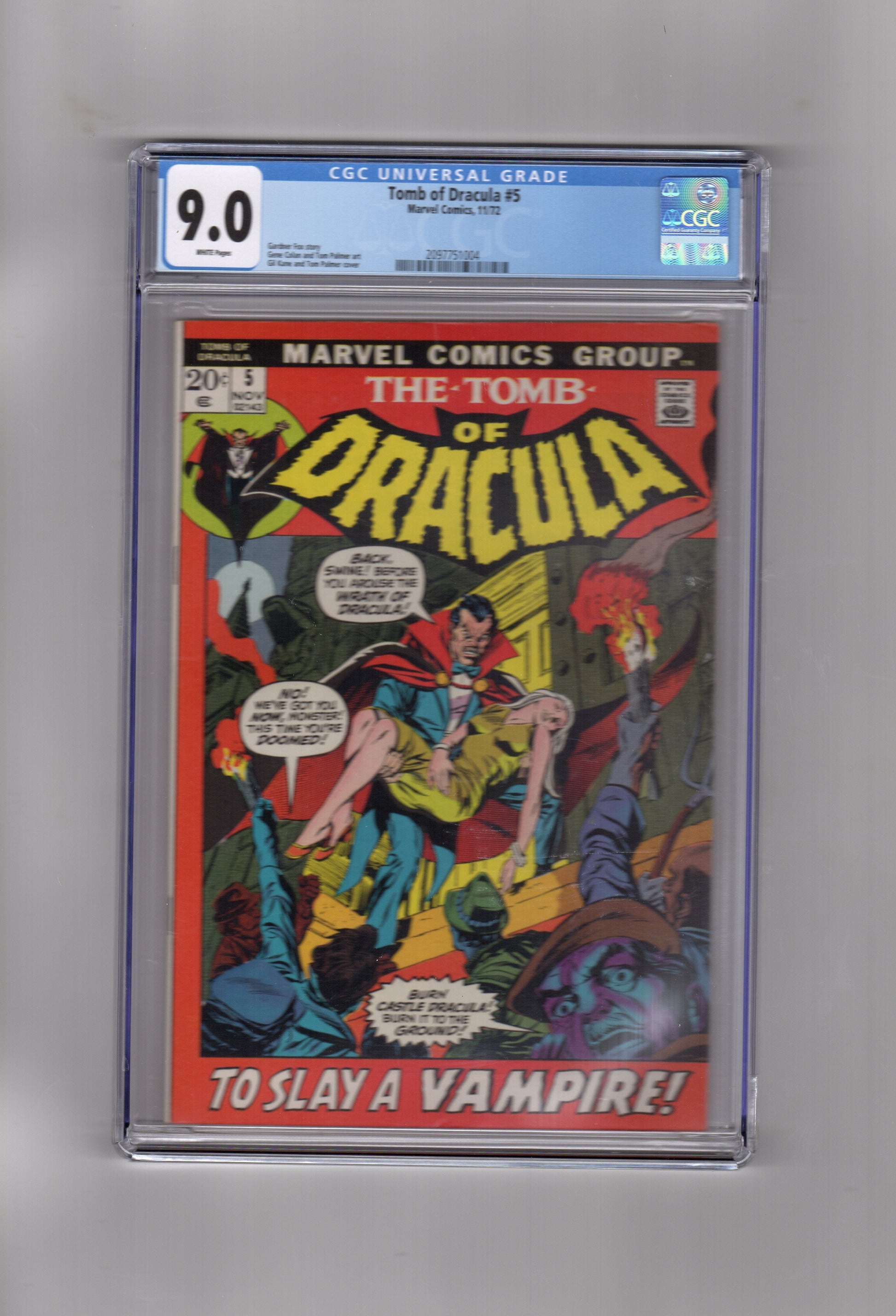 Marvel Comics CGC Comic TOMB OF DRACULA # 5 CGC 9.0
