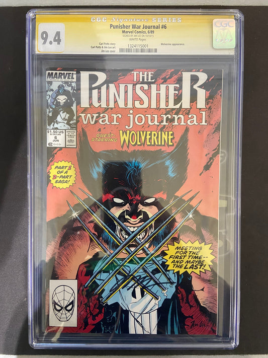 MARVEL COMICS CGC PUNISHER WAR JOURNAL #6 CGC 9.4 SIGHED BY JIM LEE