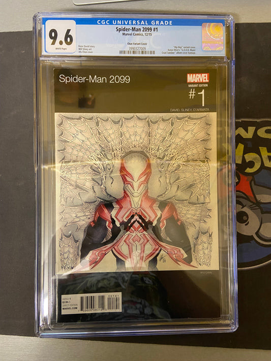 MARVEL COMICS CGC SPIDER MAN 2099 #1 MT 9.6 CGC WHITE PAGES CHAN VARIANT HIP HOP COVER DAVID STORY