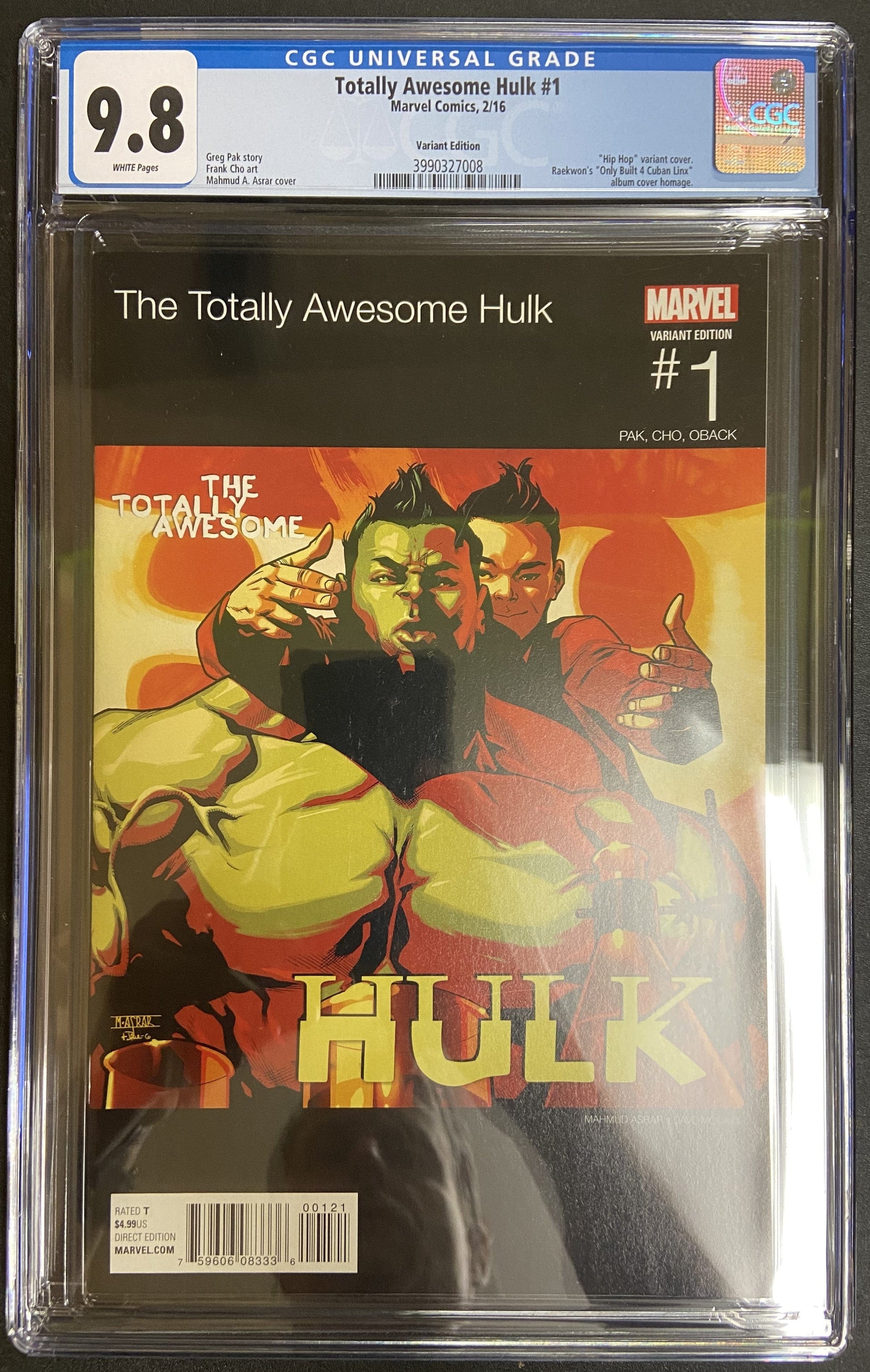 MARVEL COMICS CGC Totally Awesome Hulk #1 HIP Hop Variant CGC 9.8