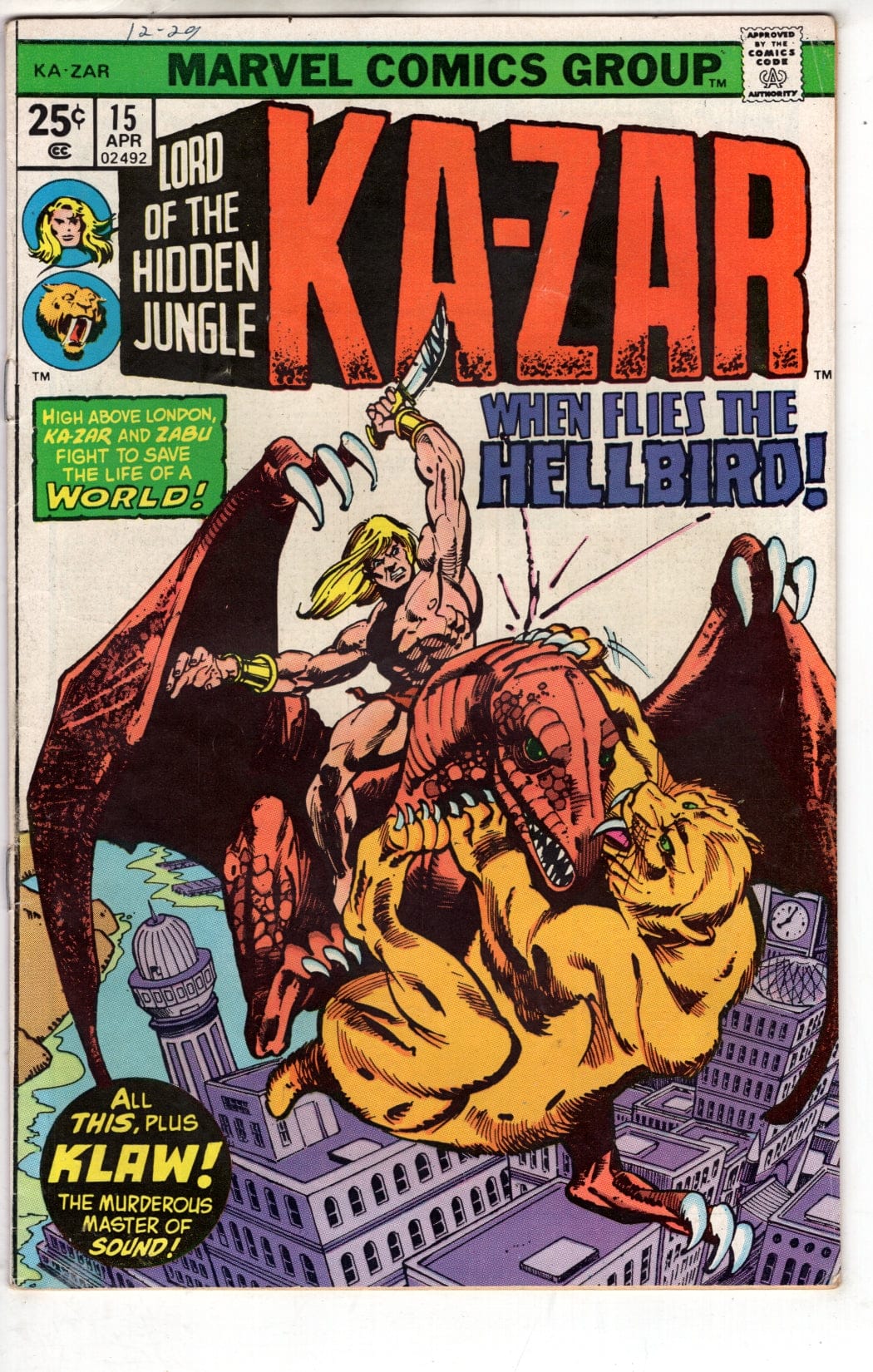 Marvel Comics Ka-Zar #15 [G/VG]