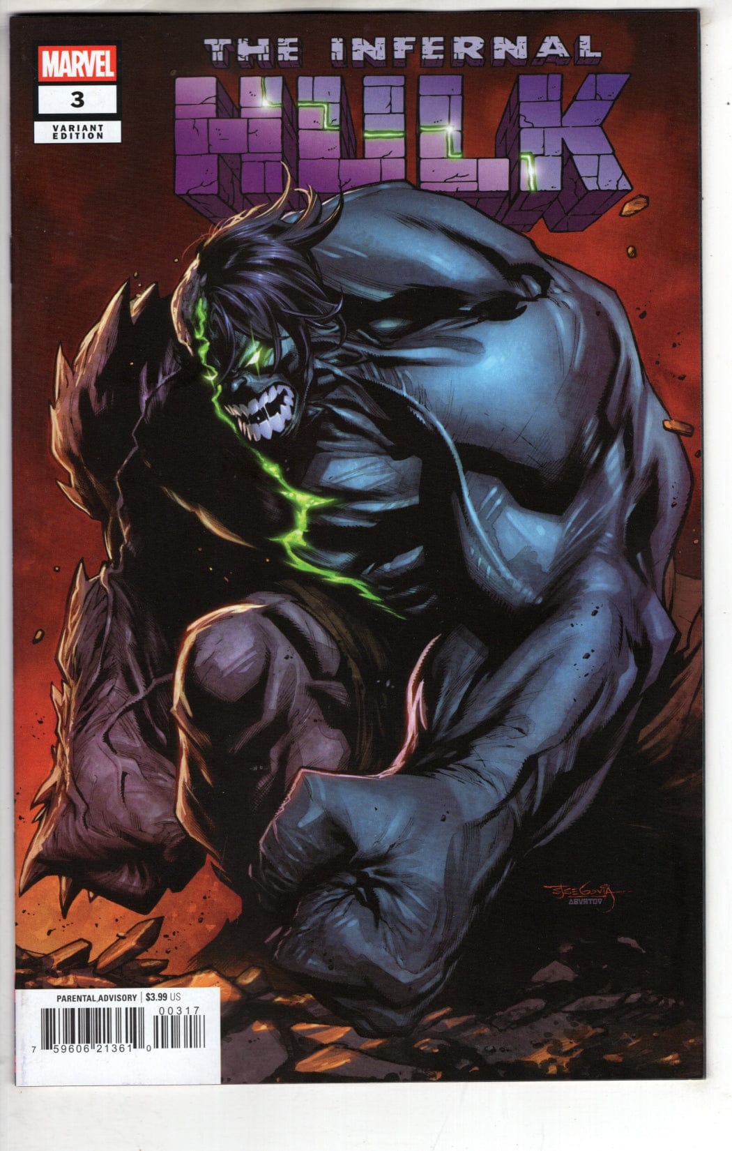 Marvel NEW LAST WEEK INFERNAL HULK #3 STEPHEN SEGOVIA VARIANT (VF/NM)