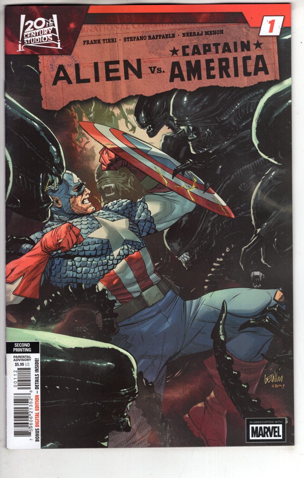 Marvel NEW THIS WEEK ALIEN VS. CAPTAIN AMERICA #1 LEINIL FRANCIS YU 2ND PRINTING VARIANT