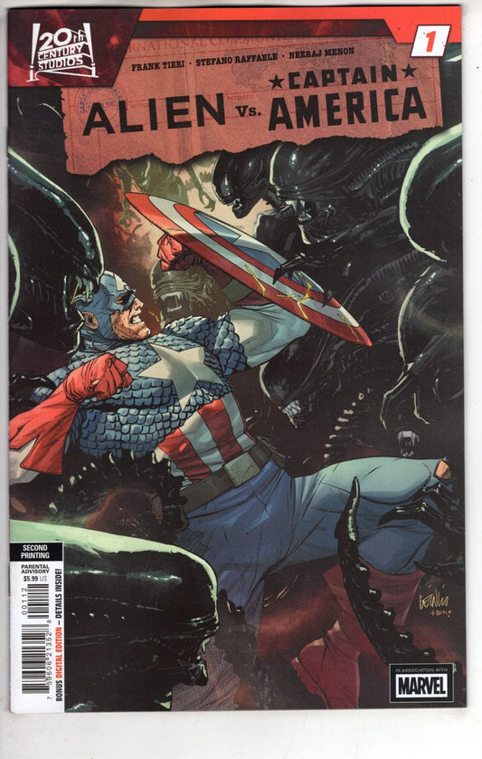 Marvel NEW THIS WEEK ALIEN VS. CAPTAIN AMERICA #1 LEINIL FRANCIS YU 2ND PRINTING VARIANT