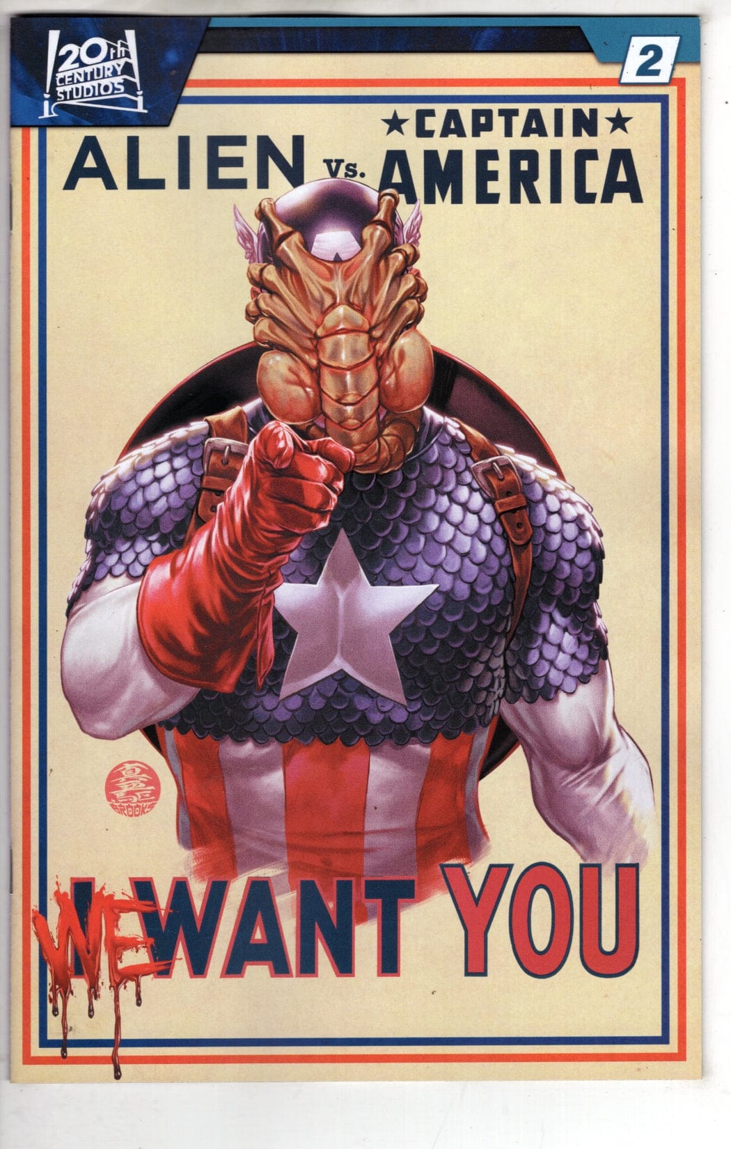 Marvel NEW THIS WEEK ALIEN VS. CAPTAIN AMERICA #2 MARK BROOKS VARIANT