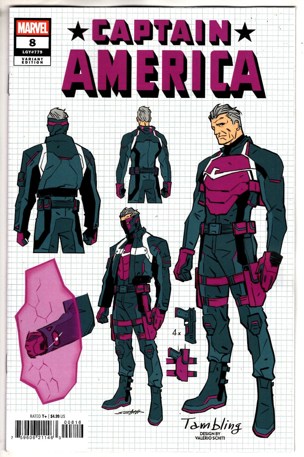 Marvel NEW THIS WEEK CAPTAIN AMERICA #8 VALERIO SCHITI DESIGN VARIANT (VF/NM)