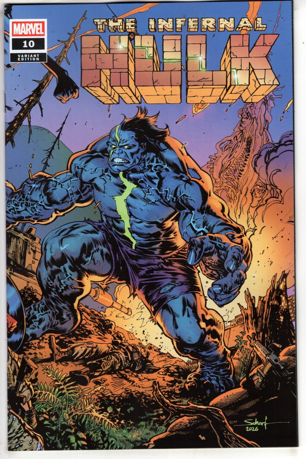 Marvel NEW THIS WEEK INFERNAL HULK #10 JONAS SCHARF WRAPAROUND BATTLE VARIANT (VF/NM)