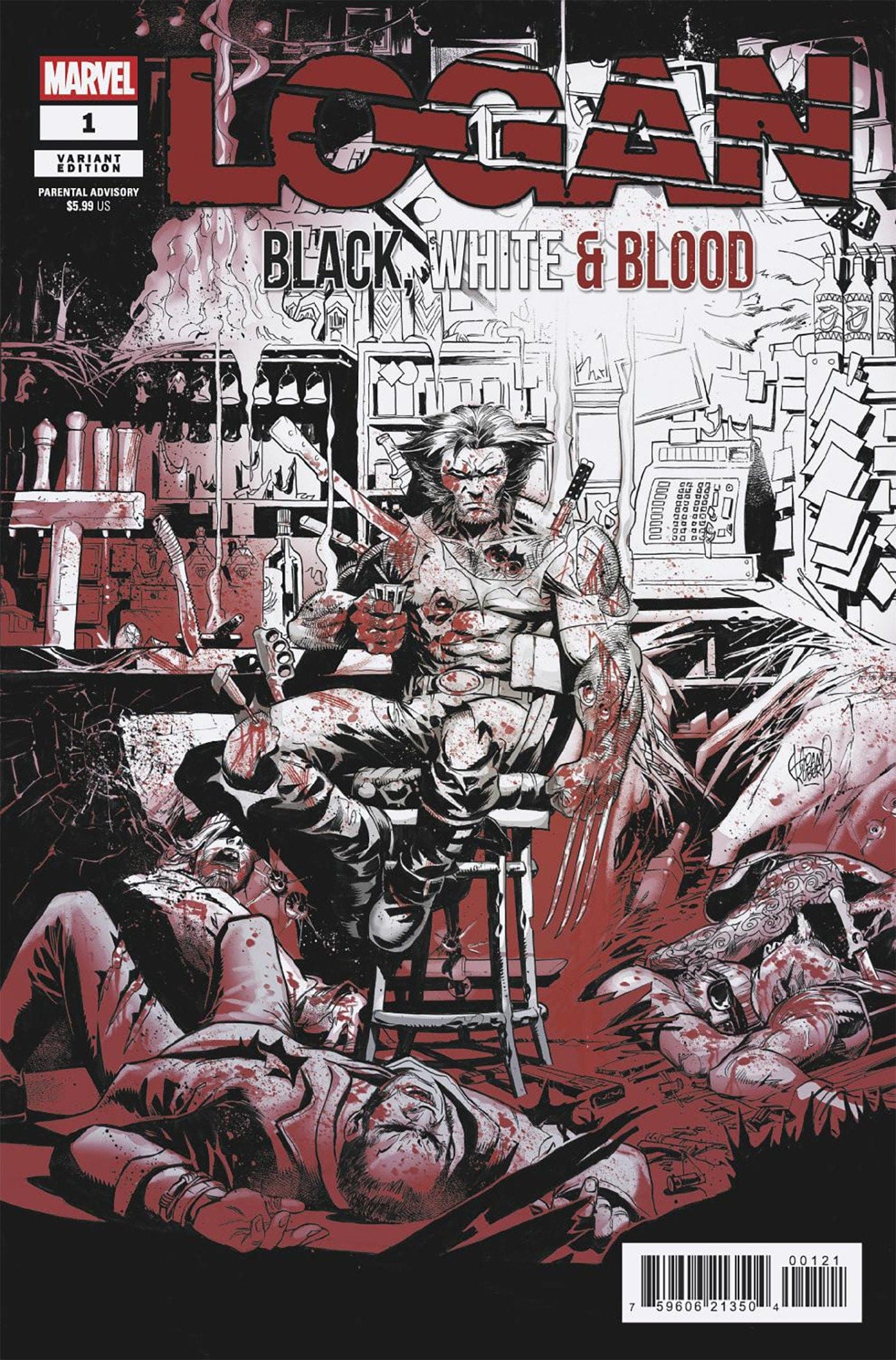 Marvel NEW THIS WEEK LOGAN: BLACK  WHITE & BLOOD #1 ADAM KUBERT VARIANT (VF/NM)