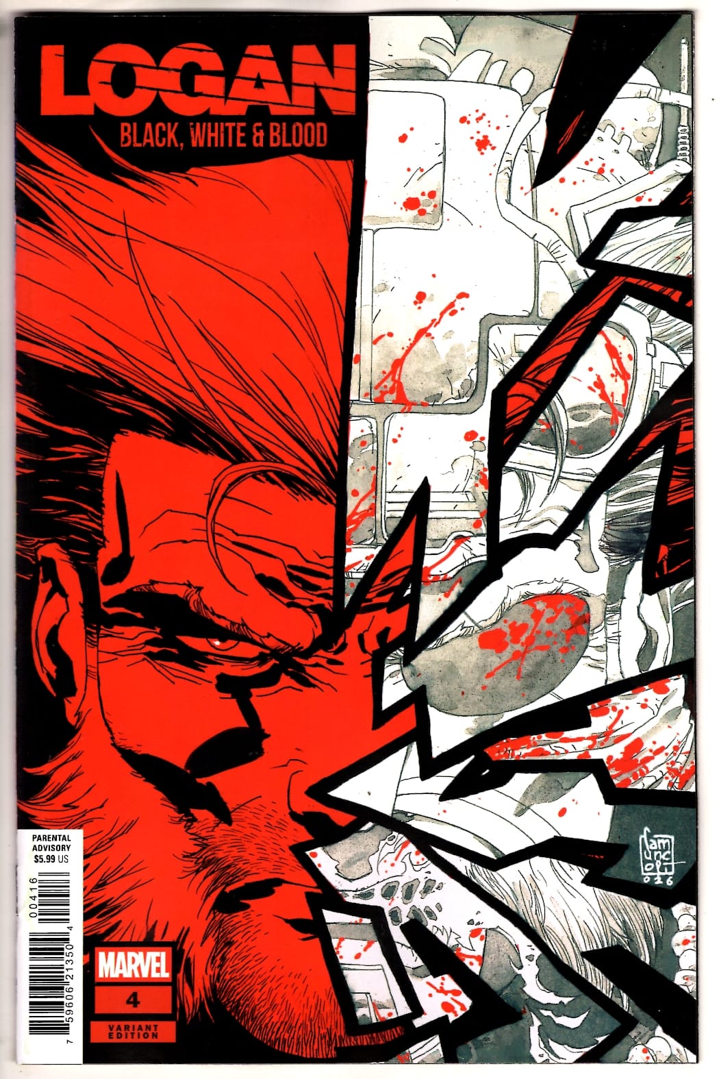 Marvel NEW THIS WEEK LOGAN: BLACK, WHITE & BLOOD #4 GIUSEPPE CAMUNCOLI VARIANT (VF/NM)