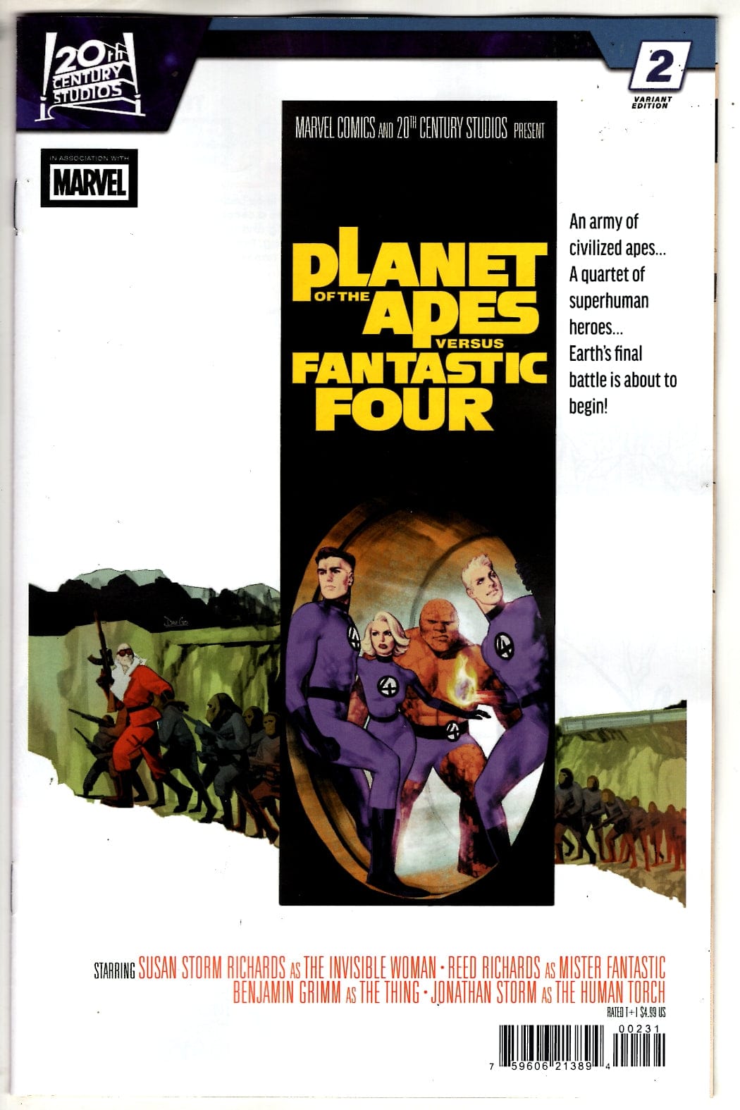 Marvel NEW THIS WEEK PLANET OF THE APES VS. FANTASTIC FOUR #2 DAVI GO MOVIE HOMAGE VARIANT (VF/NM)