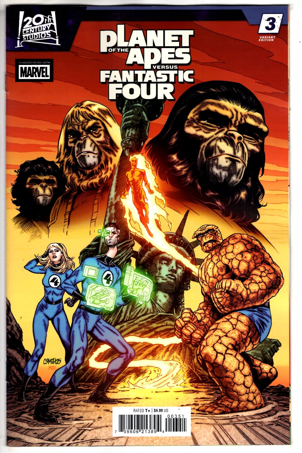Marvel NEW THIS WEEK PLANET OF THE APES VS. FANTASTIC FOUR #3 CORY SMITH VARIANT (VF/NM)