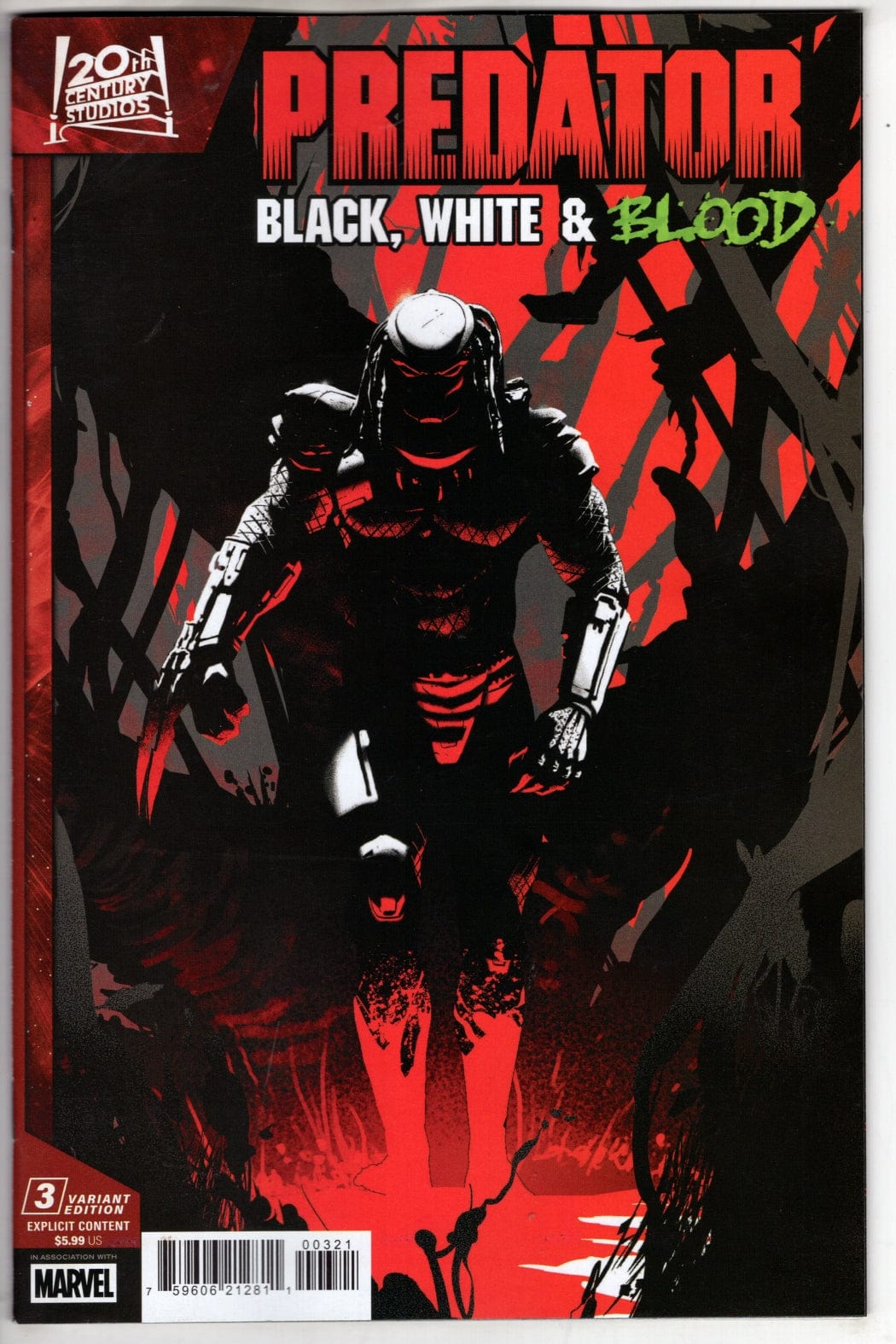 Marvel NEW THIS WEEK PREDATOR: BLACK  WHITE & BLOOD #3 PETE WOODS VARIANT