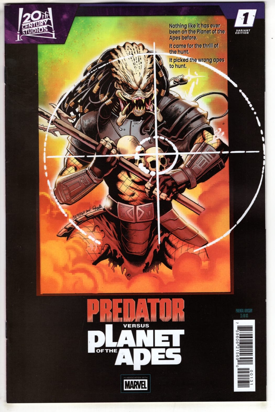 Marvel NEW THIS WEEK PREDATOR VS. THE PLANET OF THE APES #1 CHRIS CAMPANA MOVIE POSTER HOMAGE VARIANT (VF/NM)