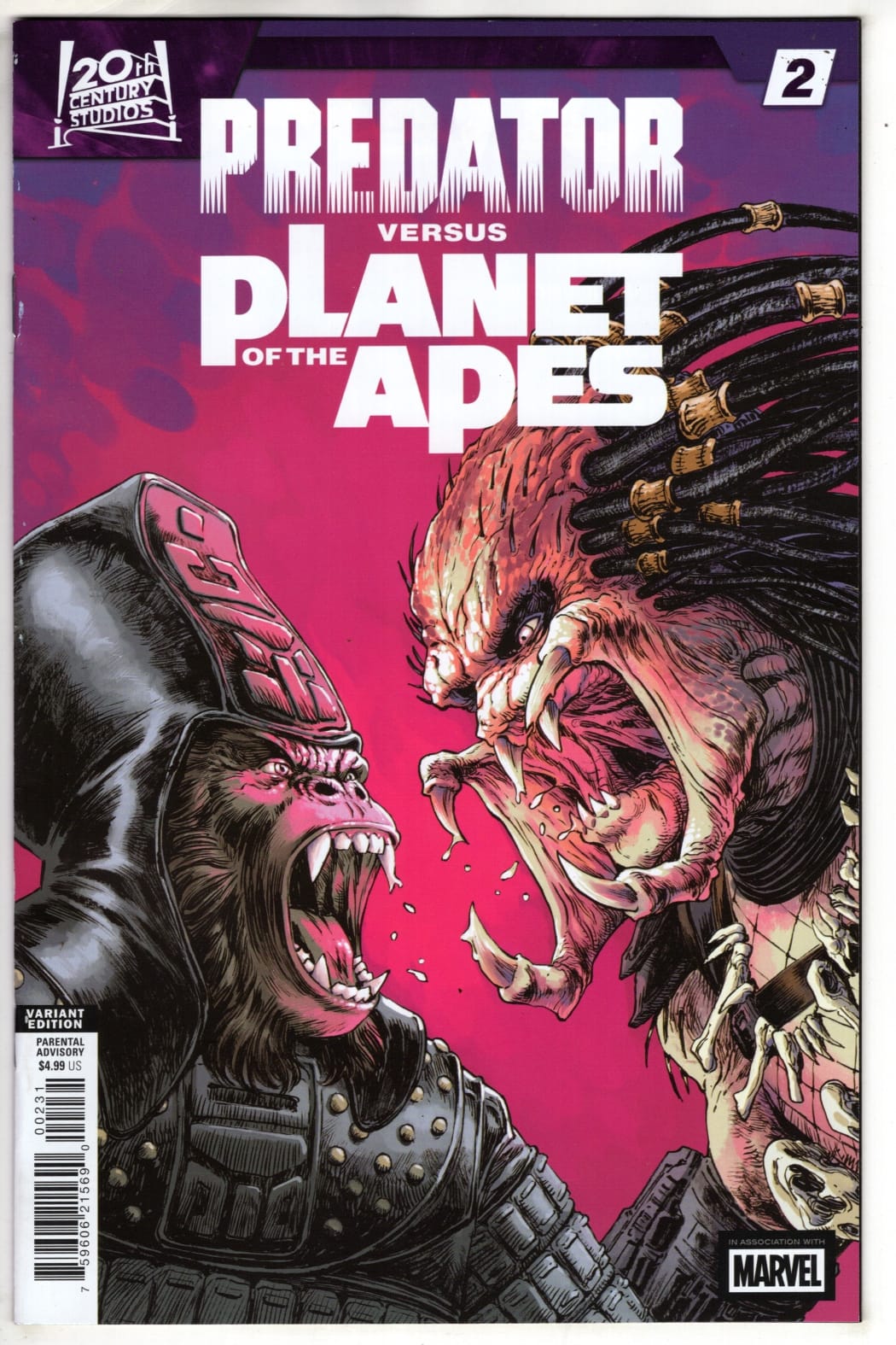 Marvel NEW THIS WEEK PREDATOR VS. THE PLANET OF THE APES #2 DAVE WACHTER VARIANT (VF/NM)