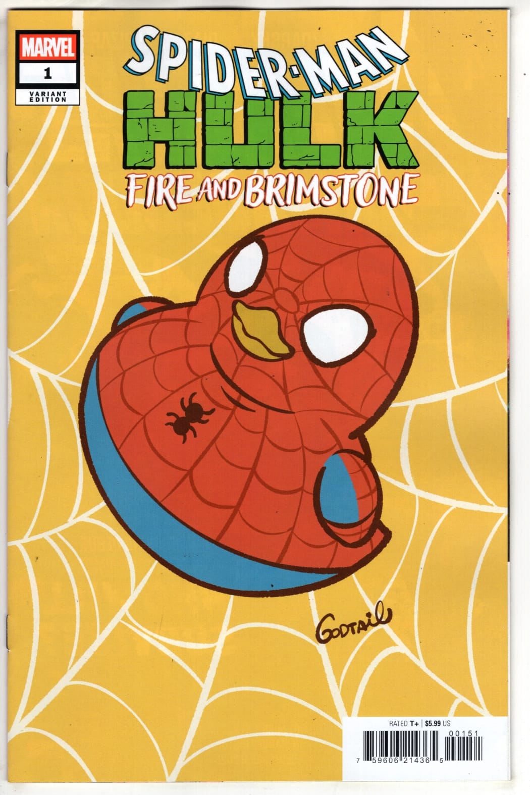 MARVEL NEW THIS WEEK SPIDER-MAN/HULK: FIRE AND BRIMSTONE #1 GODTAIL MARVEL DUCK VARIANT (VF/NM)