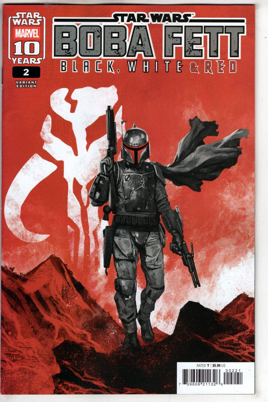 Marvel NEW THIS WEEK STAR WARS: BOBA FETT - BLACK  WHITE & RED #2 SKAN VARIANT