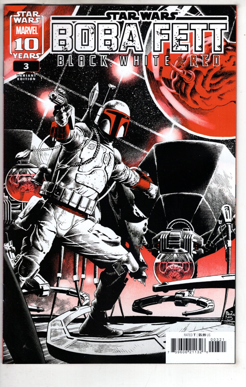 Marvel NEW THIS WEEK STAR WARS: BOBA FETT - BLACK  WHITE & RED #3 PAULO SIQUEIRA VARIANT