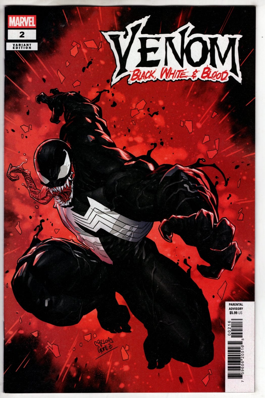 Marvel NEW THIS WEEK VENOM: BLACK, WHITE & BLOOD #2 CARLOS GOMEZ VARIANT