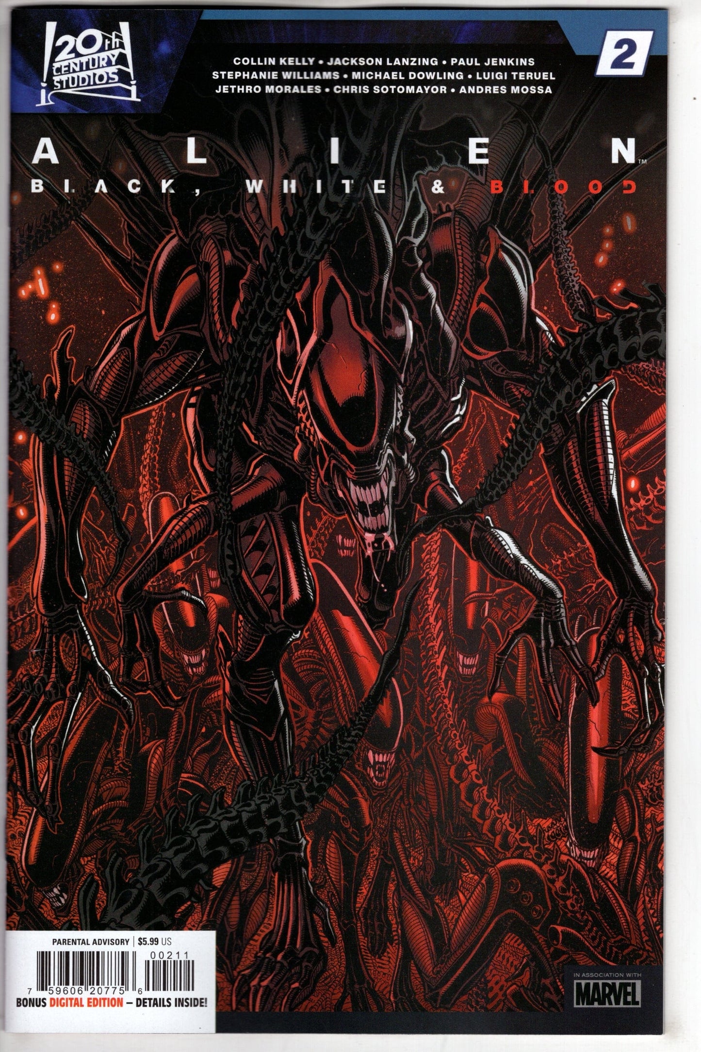 MARVEL PRH COMIC BOOK ALIEN BLACK WHITE BLOOD #2