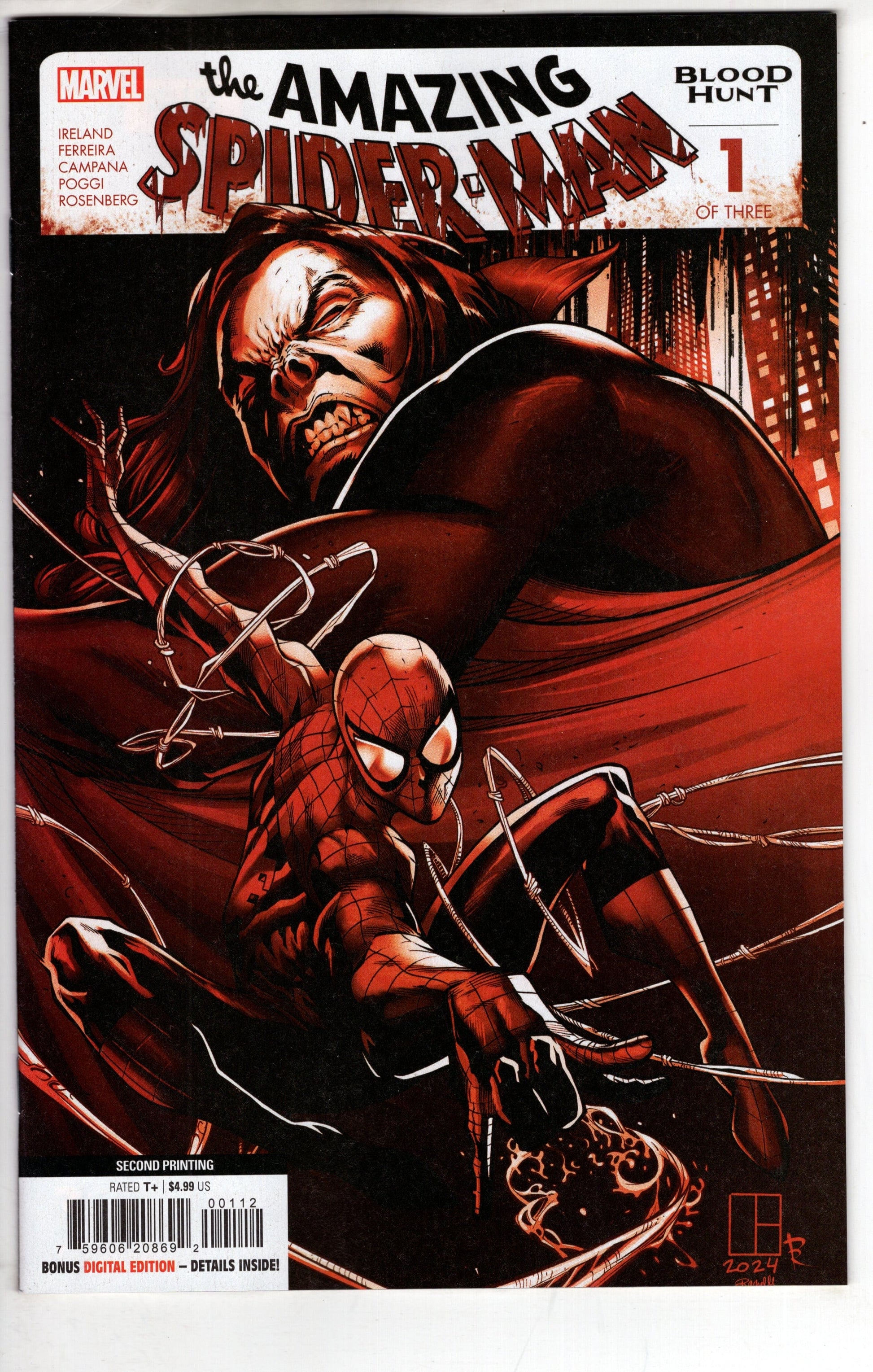 MARVEL PRH COMIC BOOK AMAZING SPIDER-MAN BLOOD HUNT #1 (OF 3) 2ND PTG BLOOD SOAKED
