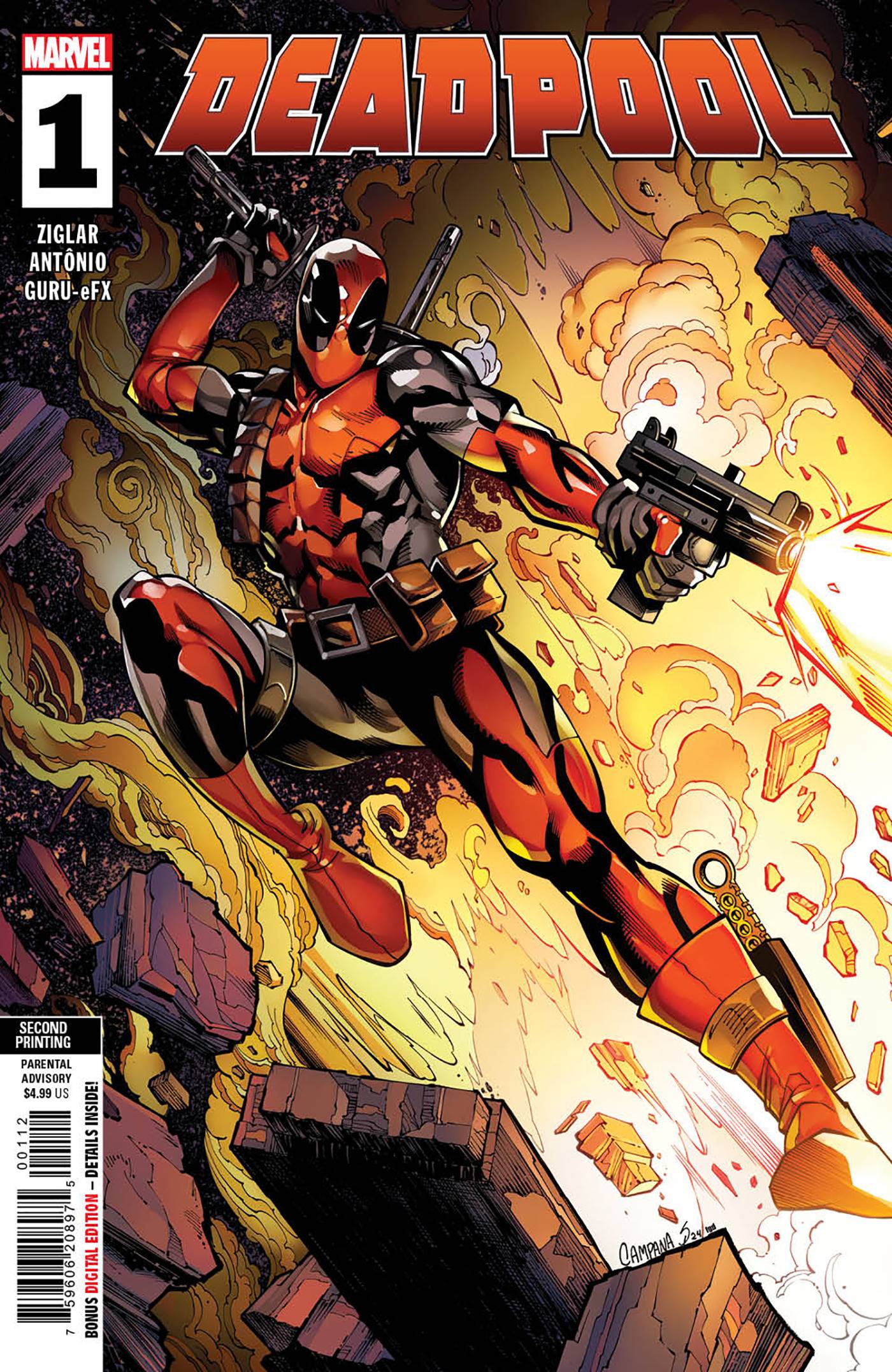 MARVEL PRH COMIC BOOK DEADPOOL #1 2ND PTG CHRIS CAMPANA VAR