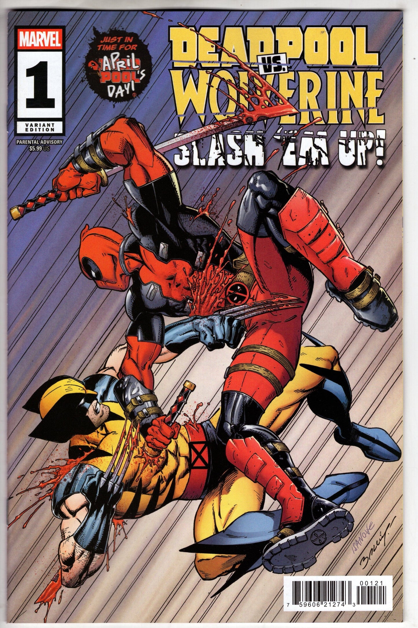 MARVEL PRH COMIC BOOK DEADPOOL VS WOLVERINE SLASH EM UP #1 MARK BAGLEY VAR