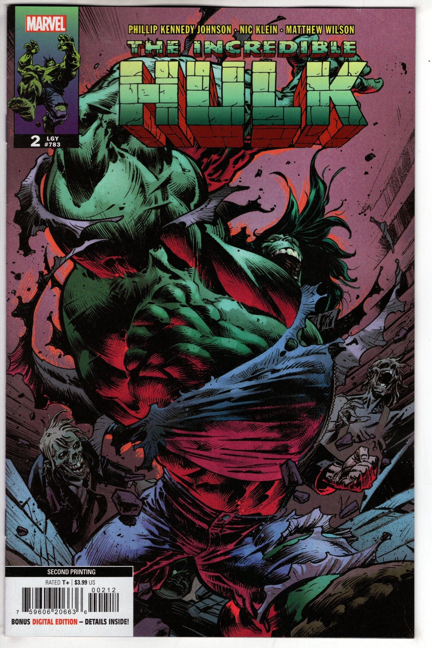 MARVEL PRH COMIC BOOK INCREDIBLE HULK #2 2ND PTG NIC KLEIN VAR